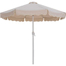 Meridian Amalfi Beige Fabric With Cream Piping / Matte White Aluminum Patio Umbrella with Base Sets IMAGE 3