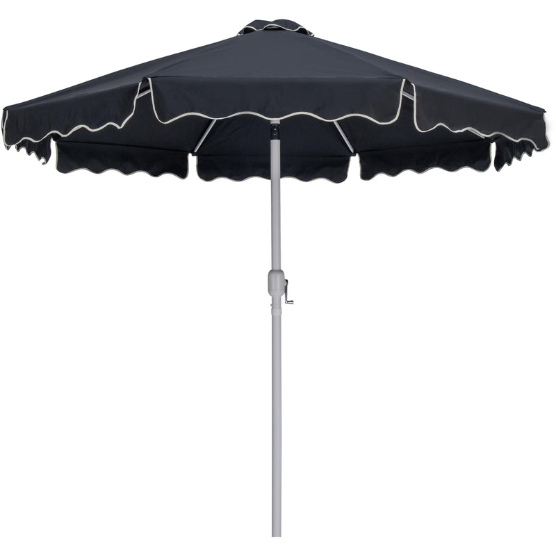 Meridian Amalfi Black Fabric With Cream Piping / Matte Black Aluminum Patio Umbrella with Base Sets IMAGE 3