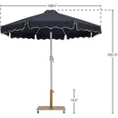 Meridian Amalfi Black Fabric With Cream Piping / Teak Aluminum Patio Umbrella with Base Sets IMAGE 18