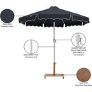 Meridian Amalfi Black Fabric With Cream Piping / Teak Aluminum Patio Umbrella with Base Sets IMAGE 19