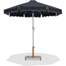 Meridian Amalfi Black Fabric With Cream Piping / Teak Aluminum Patio Umbrella with Base Sets IMAGE 1