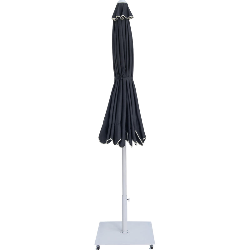 Meridian Amalfi Black Fabric With Cream Piping / Matte White Aluminum Patio Umbrella with Base Sets IMAGE 13