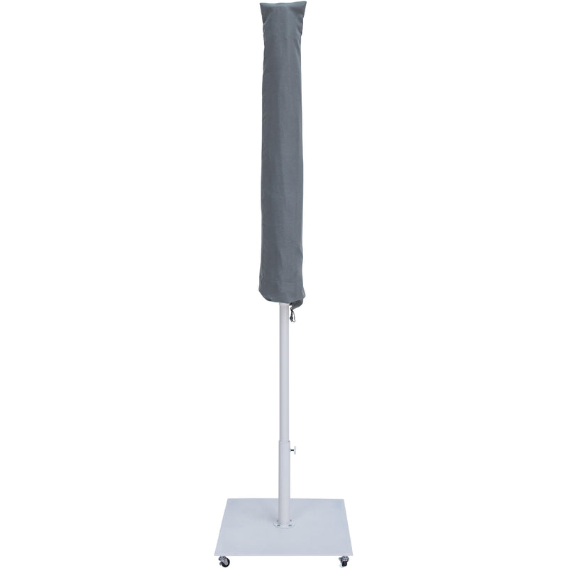 Meridian Amalfi Black Fabric With Cream Piping / Matte White Aluminum Patio Umbrella with Base Sets IMAGE 14