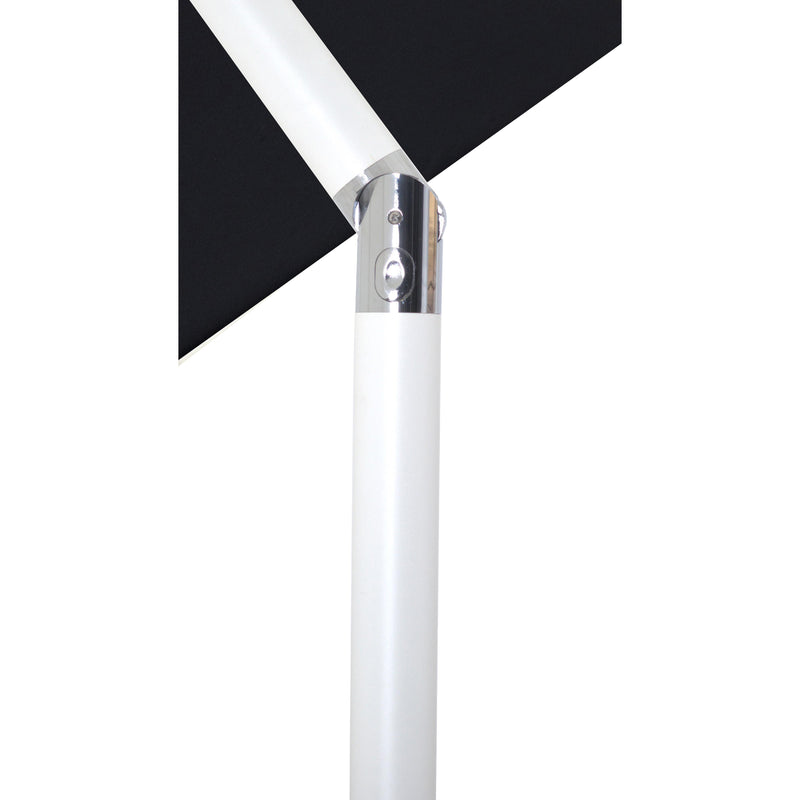 Meridian Amalfi Black Fabric With Cream Piping / Matte White Aluminum Patio Umbrella with Base Sets IMAGE 15