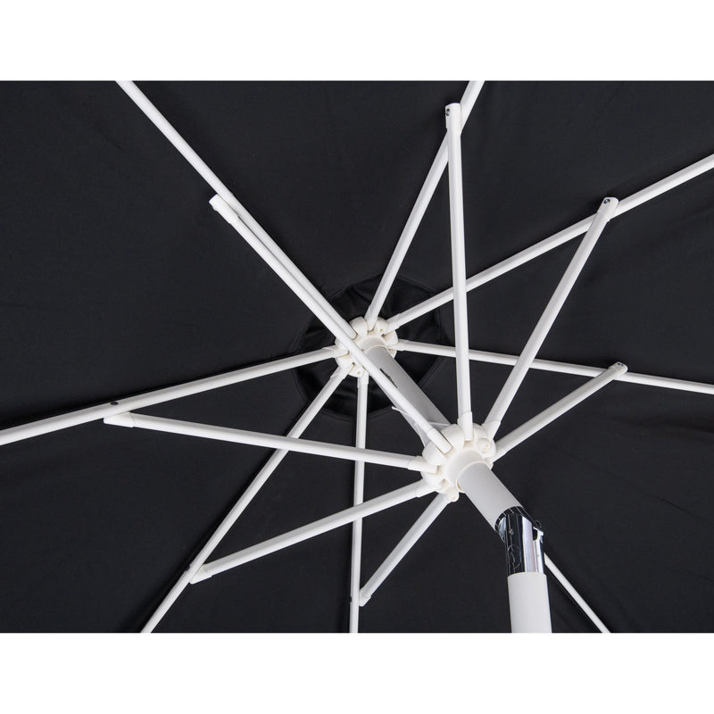 Meridian Amalfi Black Fabric With Cream Piping / Matte White Aluminum Patio Umbrella with Base Sets IMAGE 16