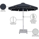 Meridian Amalfi Black Fabric With Cream Piping / Matte White Aluminum Patio Umbrella with Base Sets IMAGE 19