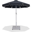 Meridian Amalfi Black Fabric With Cream Piping / Matte White Aluminum Patio Umbrella with Base Sets IMAGE 1