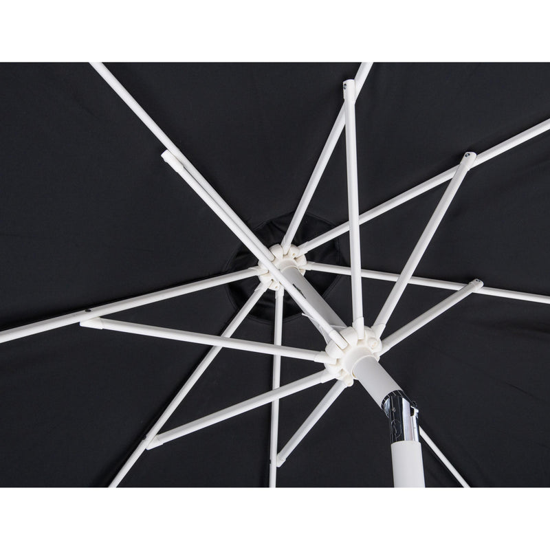Meridian Amalfi Black Fabric With Cream Piping / Matte Black Aluminum Patio Umbrella with Base Sets IMAGE 14