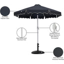 Meridian Amalfi Black Fabric With Cream Piping / Matte Black Aluminum Patio Umbrella with Base Sets IMAGE 17