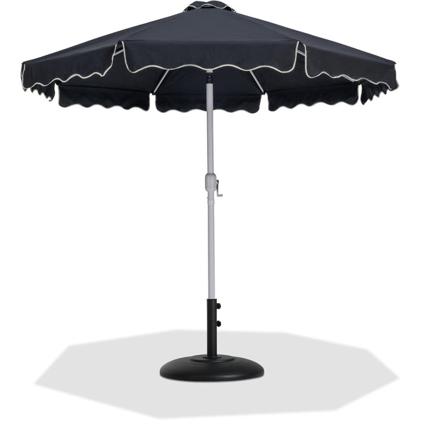 Meridian Amalfi Black Fabric With Cream Piping / Matte Black Aluminum Patio Umbrella with Base Sets IMAGE 1