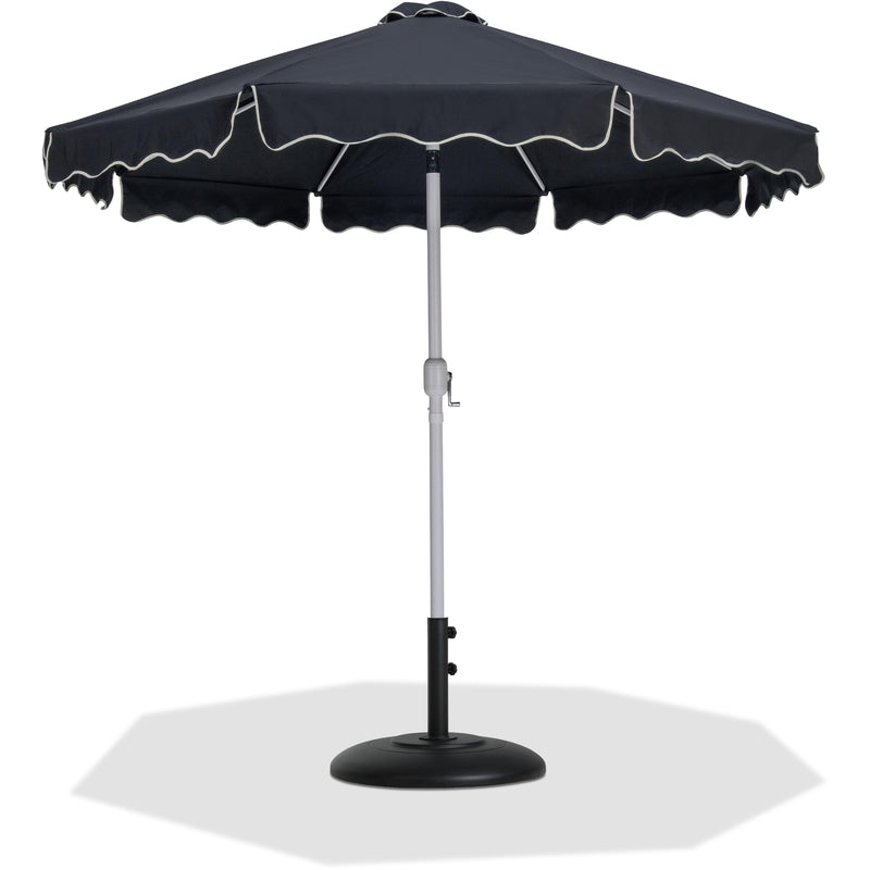 Meridian Amalfi Black Fabric With Cream Piping / Matte Black Aluminum Patio Umbrella with Base Sets IMAGE 1