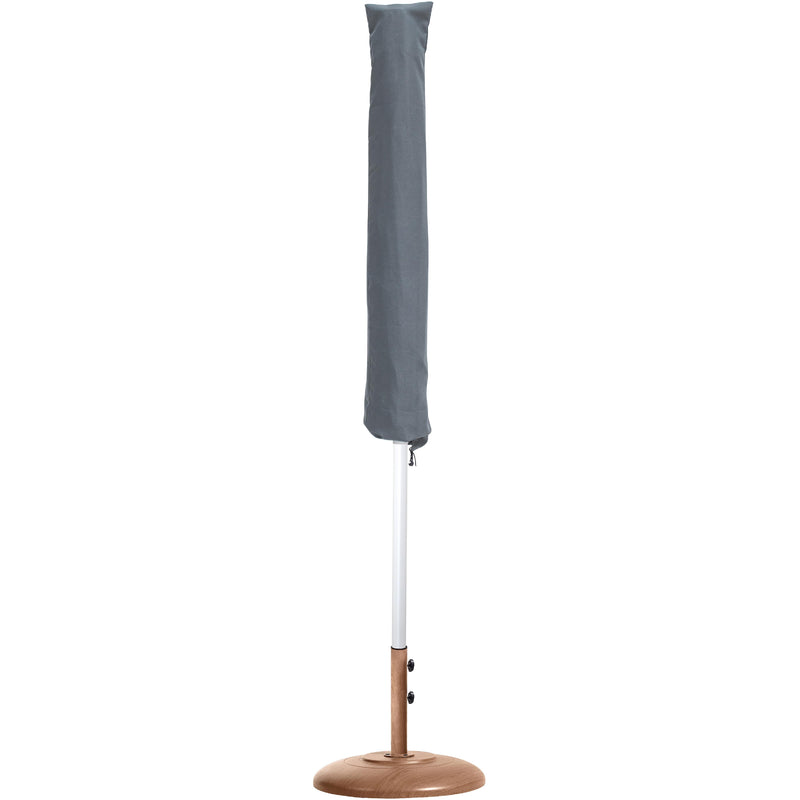 Meridian Amalfi Black Fabric With Cream Piping / Teak Aluminum Patio Umbrella with Base Sets IMAGE 12