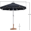 Meridian Amalfi Black Fabric With Cream Piping / Teak Aluminum Patio Umbrella with Base Sets IMAGE 16