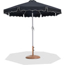 Meridian Amalfi Black Fabric With Cream Piping / Teak Aluminum Patio Umbrella with Base Sets IMAGE 1
