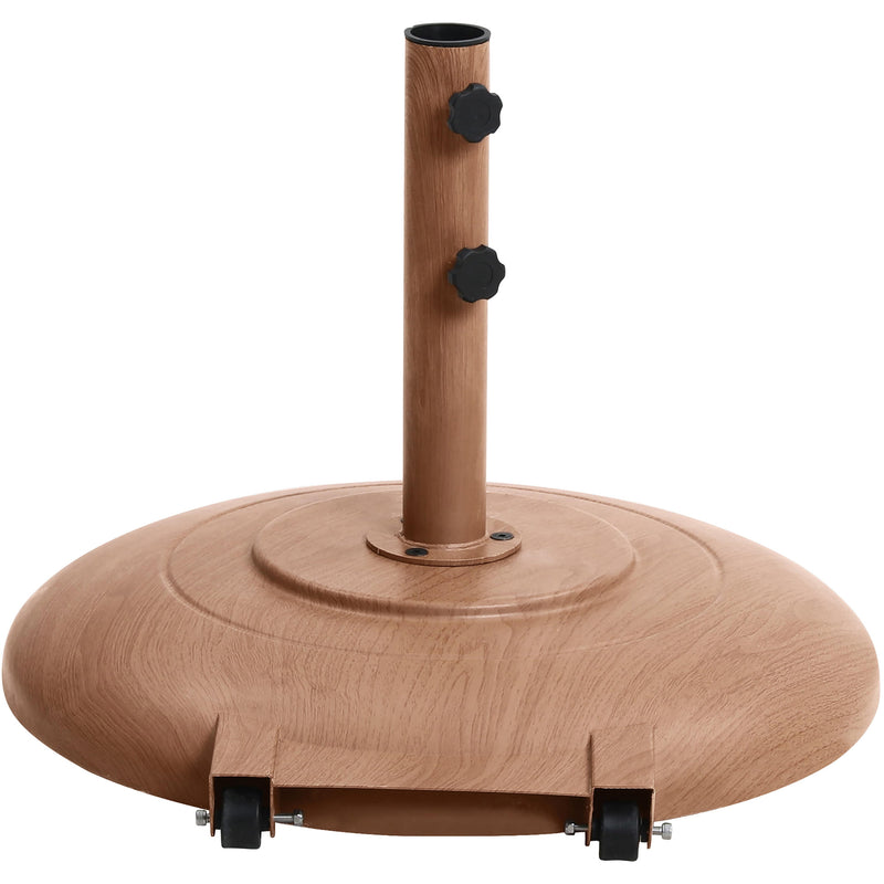 Meridian Amalfi Black Fabric With Cream Piping / Teak Aluminum Patio Umbrella with Base Sets IMAGE 6