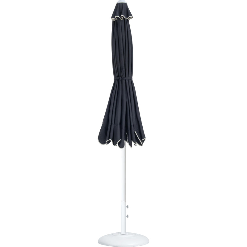 Meridian Amalfi Black Fabric With Cream Piping / Matte White Aluminum Patio Umbrella with Base Sets IMAGE 11