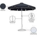 Meridian Amalfi Black Fabric With Cream Piping / Matte White Aluminum Patio Umbrella with Base Sets IMAGE 17