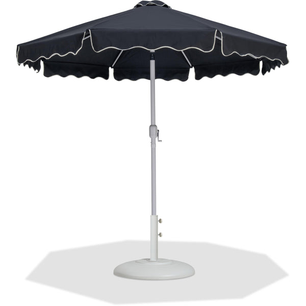 Meridian Amalfi Black Fabric With Cream Piping / Matte White Aluminum Patio Umbrella with Base Sets IMAGE 1