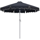 Meridian Amalfi Black Fabric With Cream Piping / Matte White Aluminum Patio Umbrella with Base Sets IMAGE 3