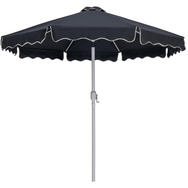 Meridian Amalfi Black Fabric With Cream Piping / Matte White Aluminum Patio Umbrella with Base Sets IMAGE 3