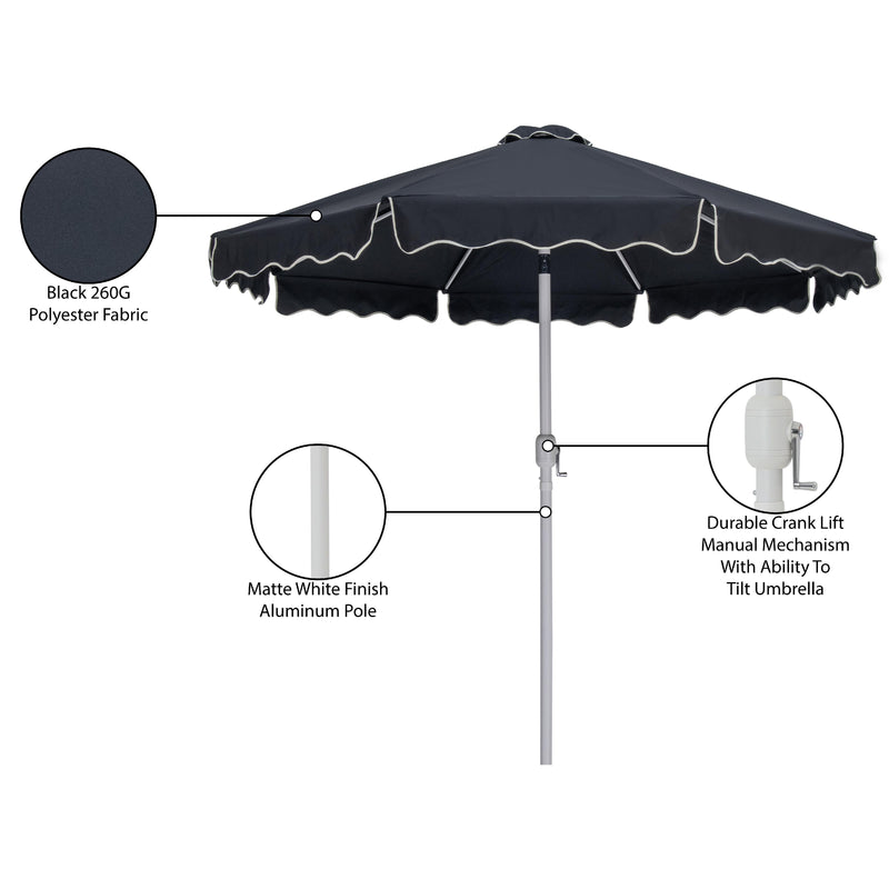 Meridian Amalfi Black With Cream Piping Fabric Patio Umbrellas IMAGE 11