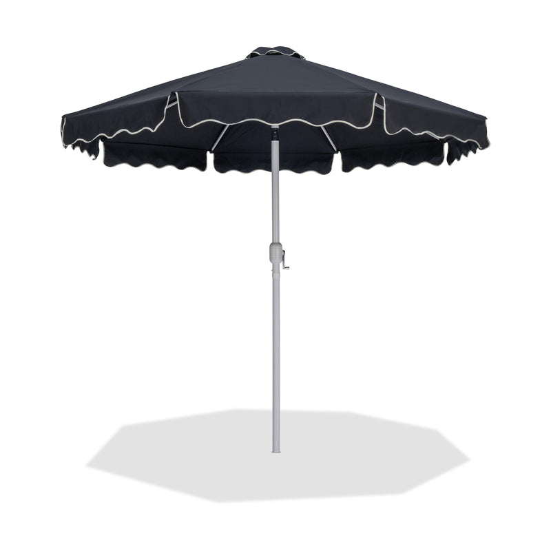 Meridian Amalfi Black With Cream Piping Fabric Patio Umbrellas IMAGE 1