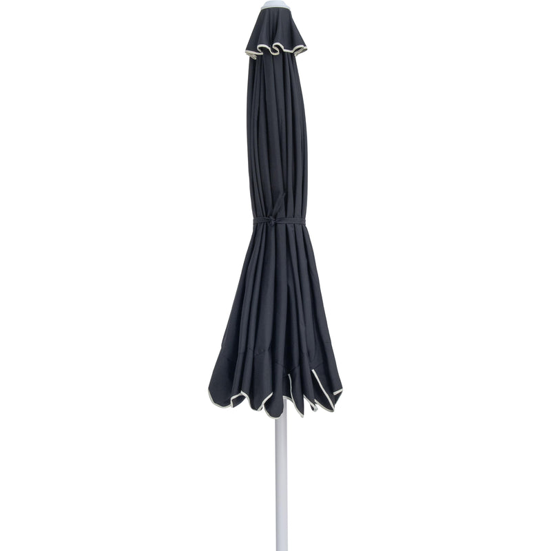 Meridian Amalfi Black With Cream Piping Fabric Patio Umbrellas IMAGE 3