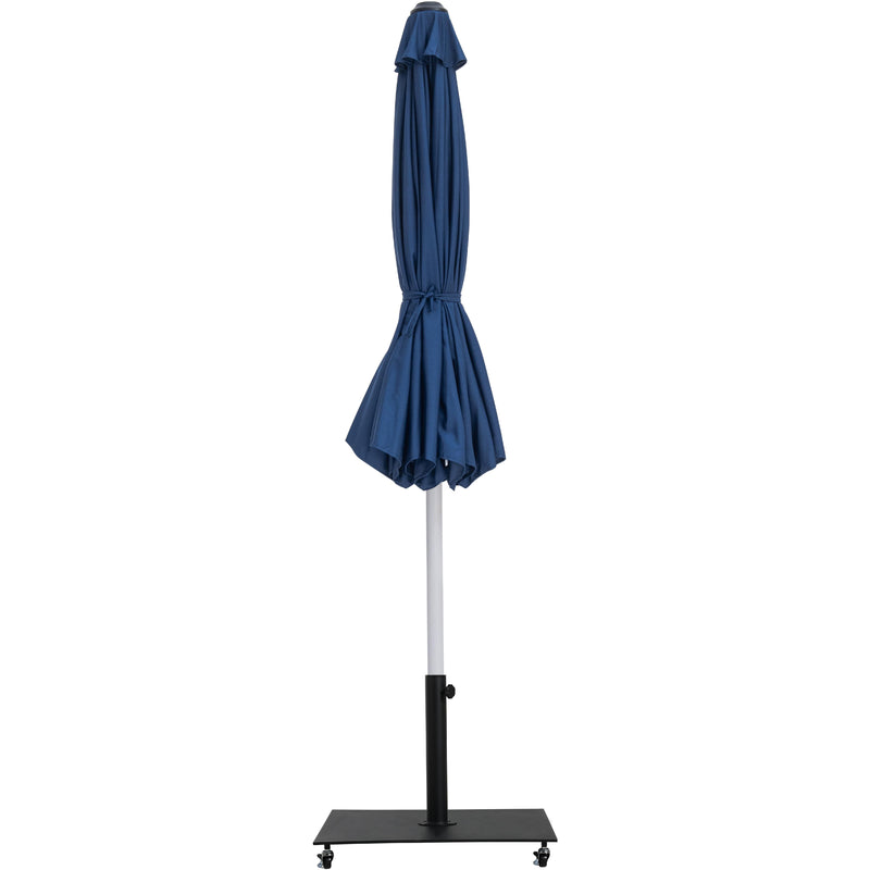 Meridian Amalfi Navy Fabric With Cream Piping / Matte Black Aluminum Patio Umbrella with Base Sets IMAGE 13