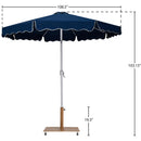 Meridian Amalfi Navy Fabric With Cream Piping / Teak Aluminum Patio Umbrella with Base Sets IMAGE 18