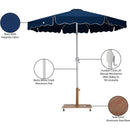 Meridian Amalfi Navy Fabric With Cream Piping / Teak Aluminum Patio Umbrella with Base Sets IMAGE 19
