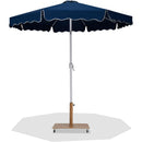 Meridian Amalfi Navy Fabric With Cream Piping / Teak Aluminum Patio Umbrella with Base Sets IMAGE 1