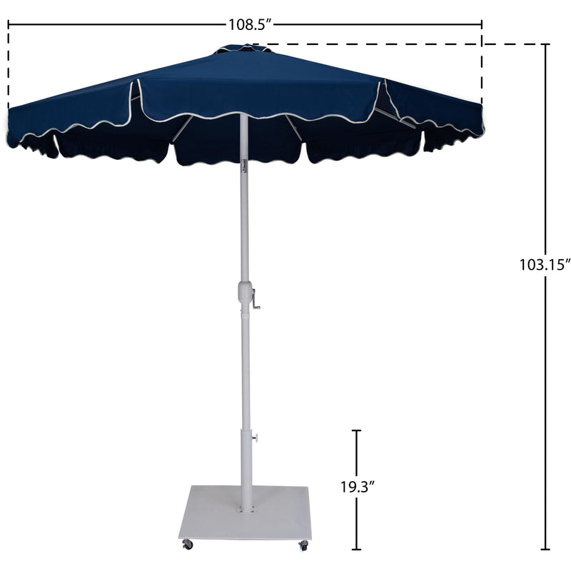 Meridian Amalfi Navy Fabric With Cream Piping / Matte White Aluminum Patio Umbrella with Base Sets IMAGE 18