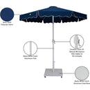 Meridian Amalfi Navy Fabric With Cream Piping / Matte White Aluminum Patio Umbrella with Base Sets IMAGE 19