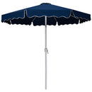 Meridian Amalfi Navy Fabric With Cream Piping / Matte White Aluminum Patio Umbrella with Base Sets IMAGE 3