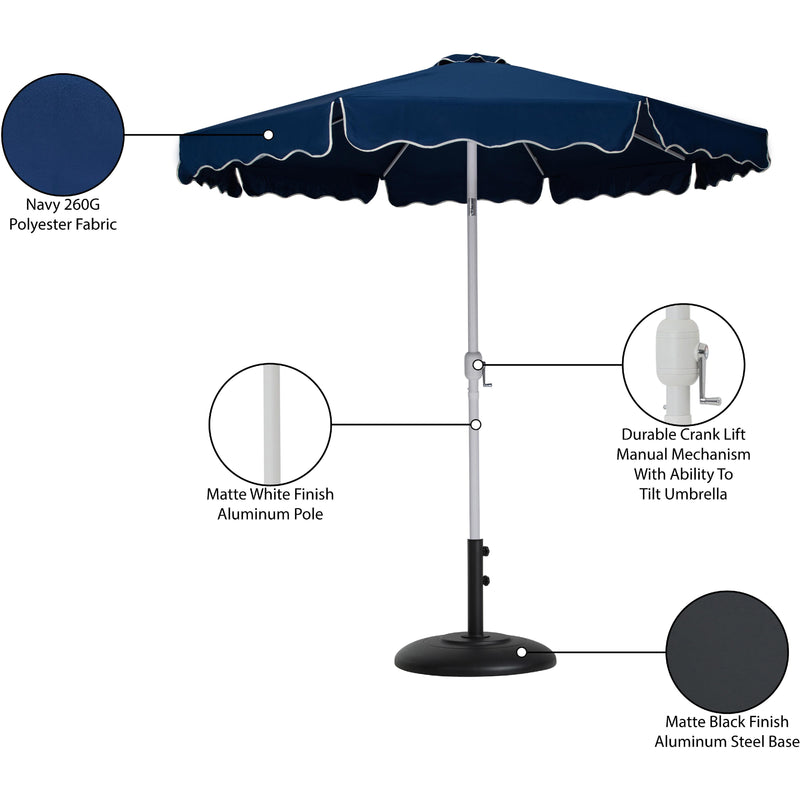 Meridian Amalfi Navy Fabric With Cream Piping / Matte Black Aluminum Patio Umbrella with Base Sets IMAGE 17