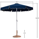 Meridian Amalfi Navy Fabric With Cream Piping / Teak Aluminum Patio Umbrella with Base Sets IMAGE 16
