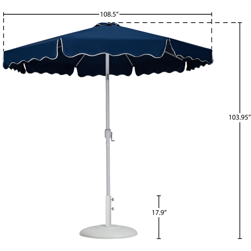 Meridian Amalfi Navy Fabric With Cream Piping / Matte White Aluminum Patio Umbrella with Base Sets IMAGE 16