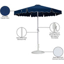 Meridian Amalfi Navy Fabric With Cream Piping / Matte White Aluminum Patio Umbrella with Base Sets IMAGE 17
