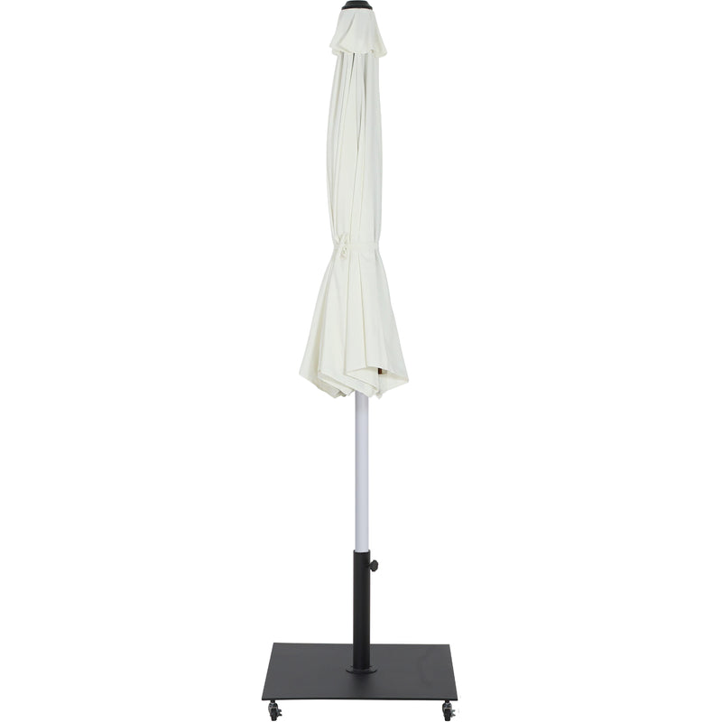 Meridian Amalfi White Fabric With Black Piping / Matte Black Aluminum Patio Umbrella with Base Sets IMAGE 13