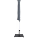 Meridian Amalfi White Fabric With Black Piping / Matte Black Aluminum Patio Umbrella with Base Sets IMAGE 14