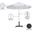 Meridian Amalfi White Fabric With Black Piping / Matte Black Aluminum Patio Umbrella with Base Sets IMAGE 19