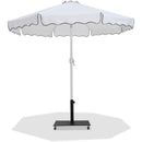 Meridian Amalfi White Fabric With Black Piping / Matte Black Aluminum Patio Umbrella with Base Sets IMAGE 1
