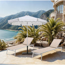 Meridian Amalfi White Fabric With Black Piping / Matte Black Aluminum Patio Umbrella with Base Sets IMAGE 2