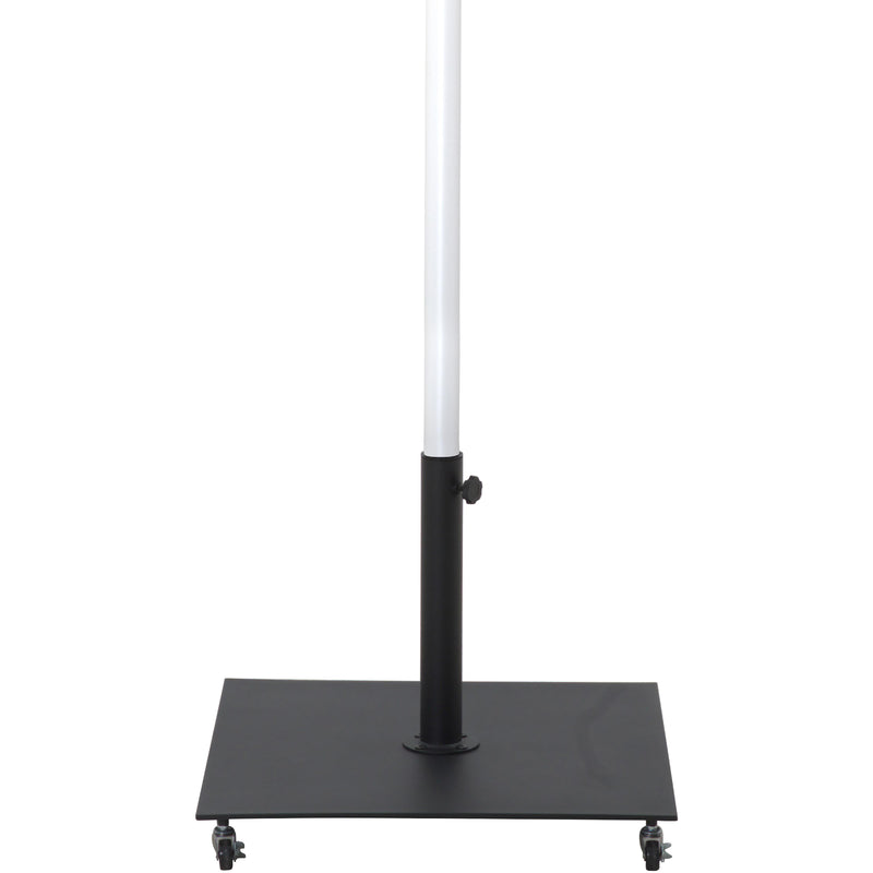 Meridian Amalfi White Fabric With Black Piping / Matte Black Aluminum Patio Umbrella with Base Sets IMAGE 4