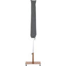 Meridian Amalfi White Fabric With Black Piping / Teak Aluminum Patio Umbrella with Base Sets IMAGE 14