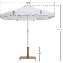 Meridian Amalfi White Fabric With Black Piping / Teak Aluminum Patio Umbrella with Base Sets IMAGE 18