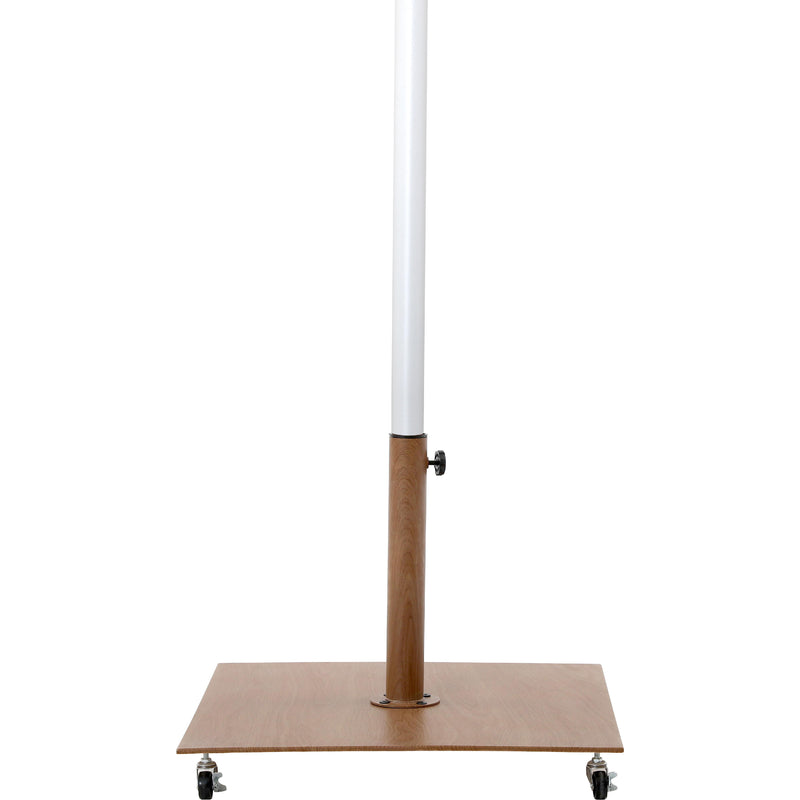 Meridian Amalfi White Fabric With Black Piping / Teak Aluminum Patio Umbrella with Base Sets IMAGE 4