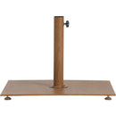 Meridian Amalfi White Fabric With Black Piping / Teak Aluminum Patio Umbrella with Base Sets IMAGE 6