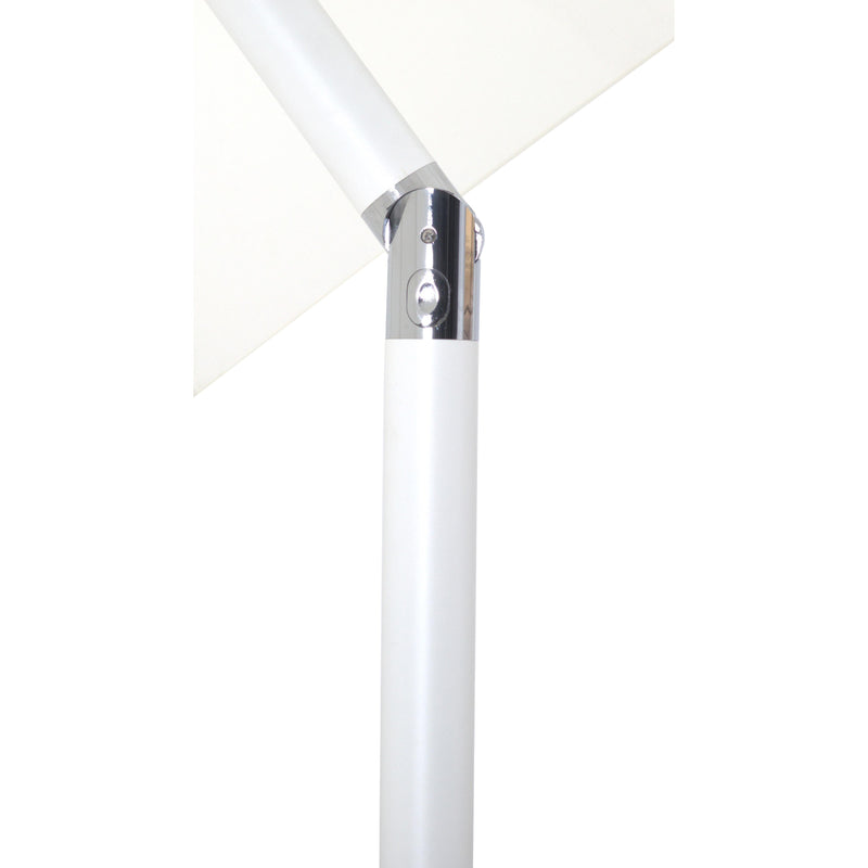 Meridian Amalfi White Fabric With Black Piping / Matte White Aluminum Patio Umbrella with Base Sets IMAGE 15