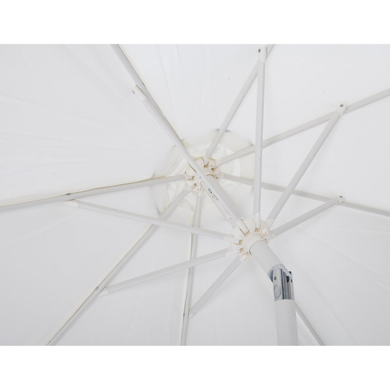 Meridian Amalfi White Fabric With Black Piping / Matte White Aluminum Patio Umbrella with Base Sets IMAGE 16